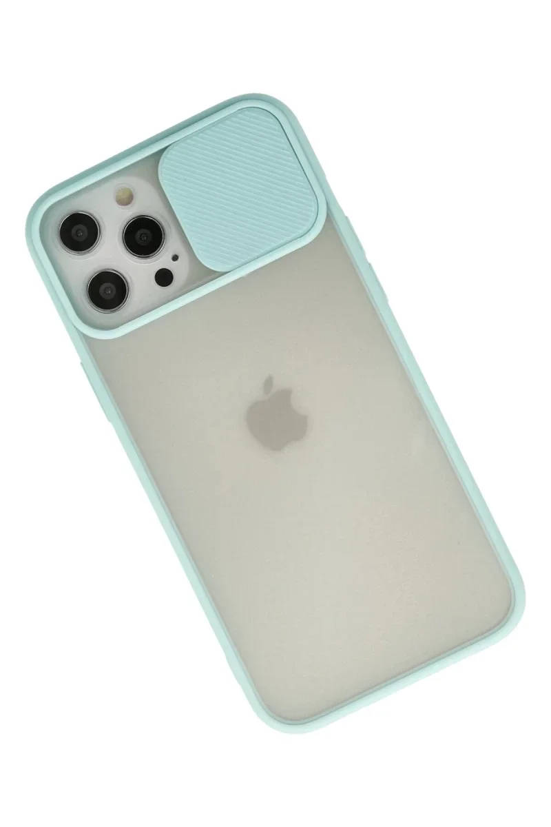 Apple iPhone 12 Pro Max Kılıf Palm Buzlu Kamera Sürgülü Silikon - Turkuaz Apple iPhone 12 Pro Max Kılıf Palm Buzlu Kamera Sürgülü Silikon - Turkuaz