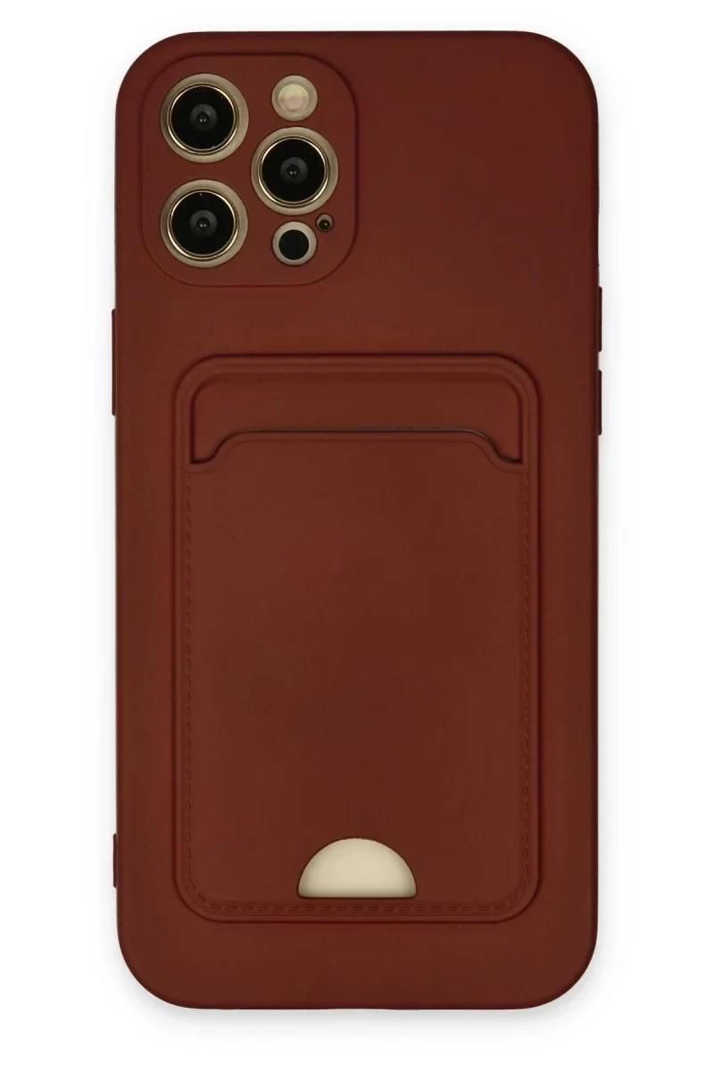 Apple iPhone 12 Pro Max Kılıf Kelvin Kartvizitli Silikon - Bordo