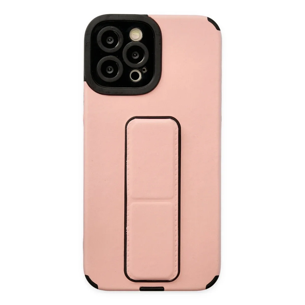 Apple iPhone 12 Pro Max Kılıf Mega Standlı Silikon - Pudra Apple iPhone 12 Pro Max Kılıf Mega Standlı Silikon - Pudra