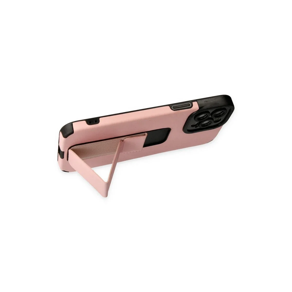 Apple iPhone 12 Pro Max Kılıf Mega Standlı Silikon - Pudra Apple iPhone 12 Pro Max Kılıf Mega Standlı Silikon - Pudra