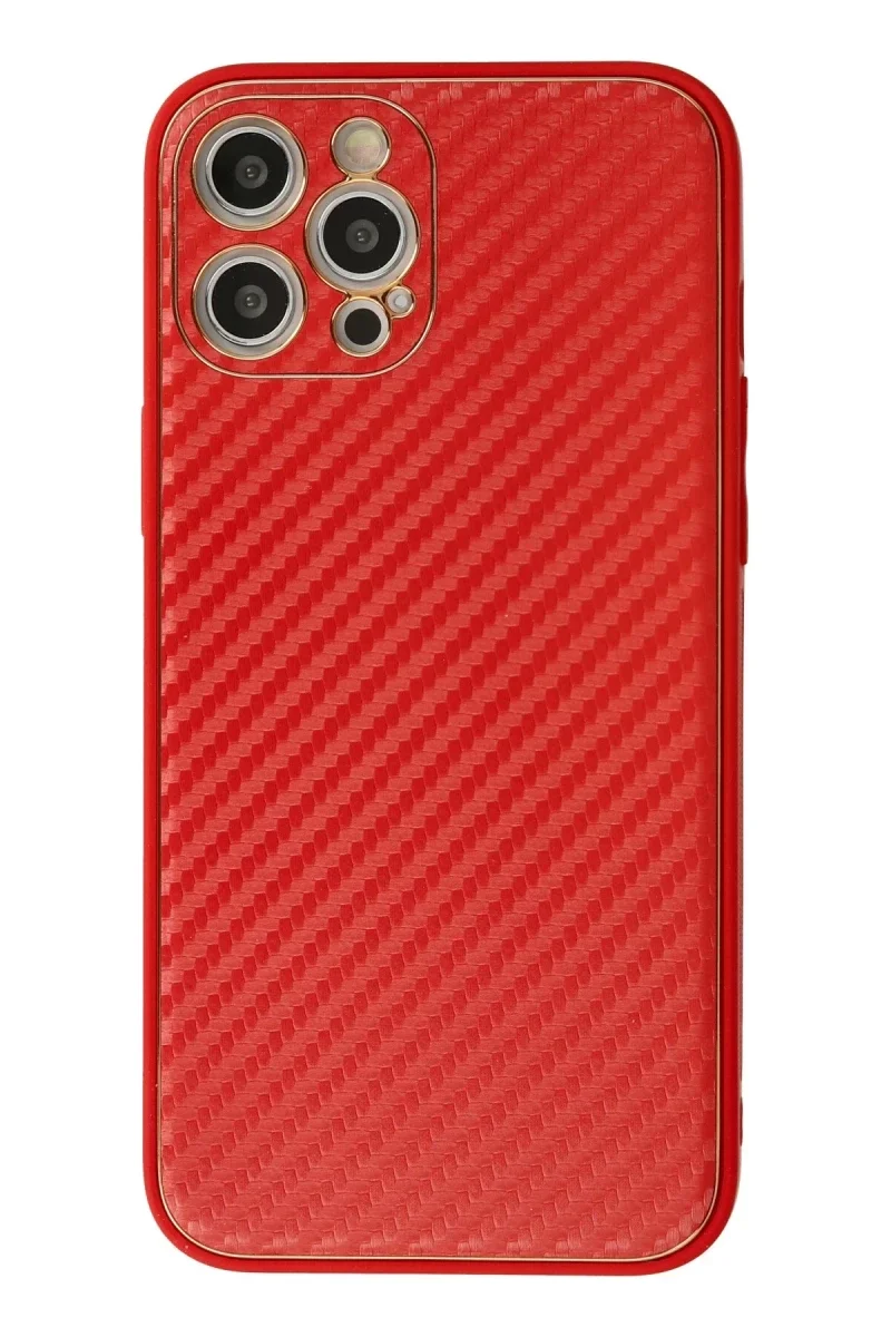 Apple iPhone 12 Pro Kılıf Coco Karbon Silikon - Kırmızı Apple iPhone 12 Pro Kılıf Coco Karbon Silikon - Kırmızı