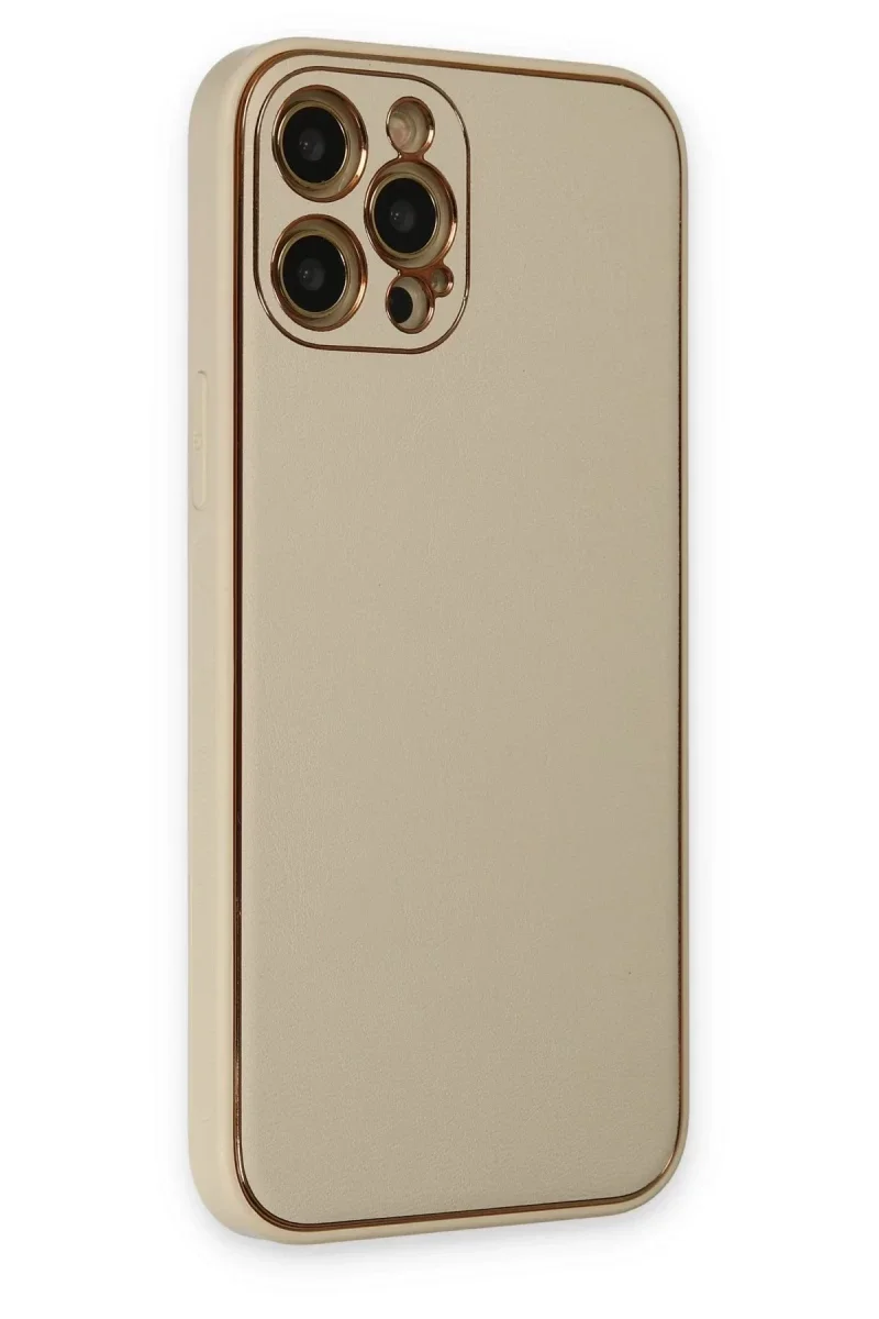 Apple iPhone 12 Pro Kılıf Coco Deri Silikon Kapak - Gold Apple iPhone 12 Pro Kılıf Coco Deri Silikon Kapak - Gold