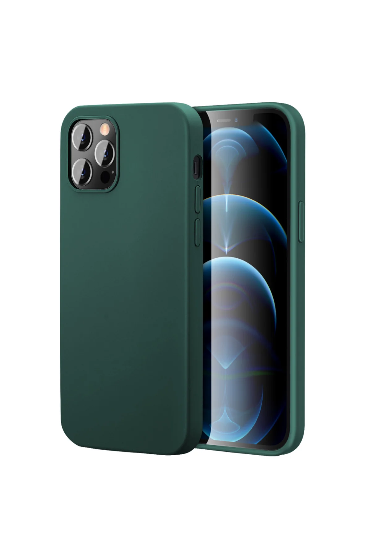 Apple iPhone 12 Pro 6.1'' İnce Mat Silikon Kılıf Haki