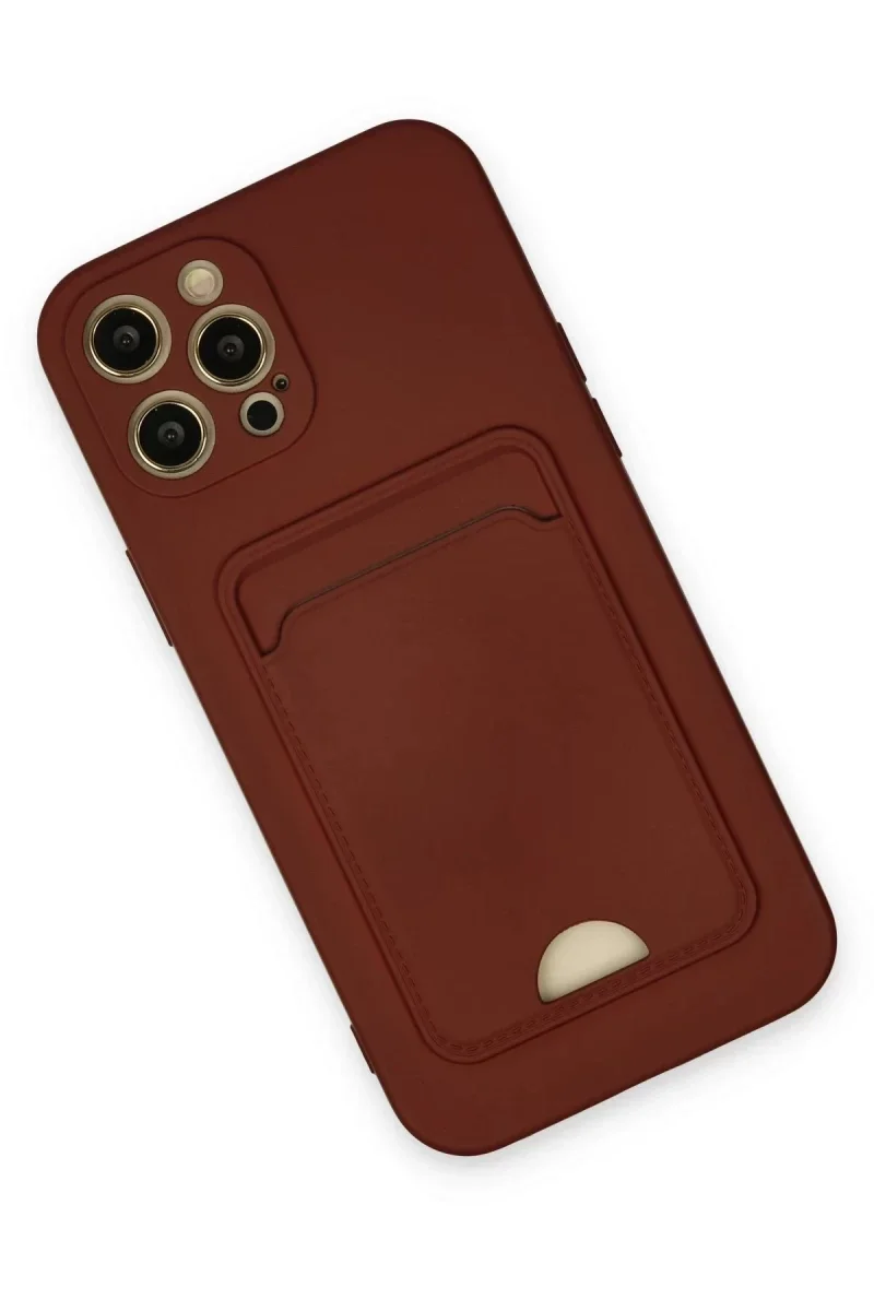 Apple iPhone 12 Pro Max Kılıf Kelvin Kartvizitli Silikon - Bordo