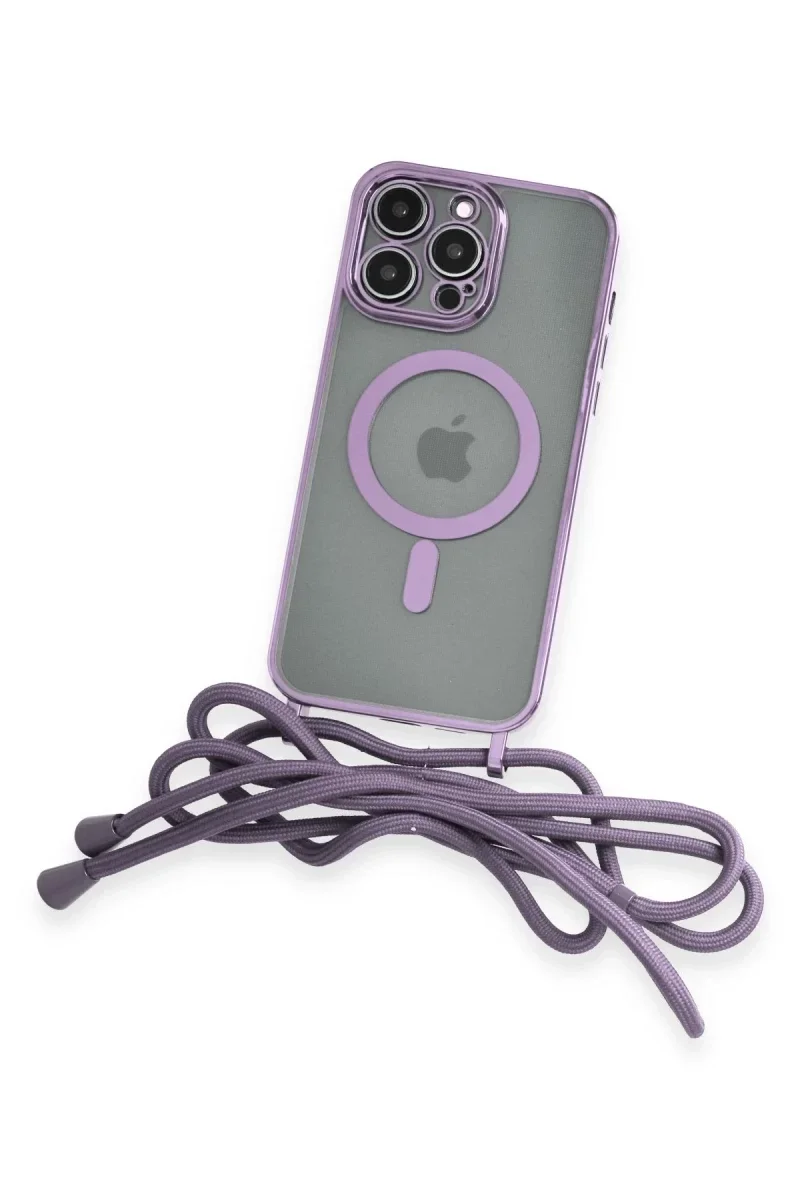 Apple iPhone 12 Pro Kılıf Divo Lazer Askılı Magsafe Kapak - Lila Apple iPhone 12 Pro Kılıf Divo Lazer Askılı Magsafe Kapak - Lila