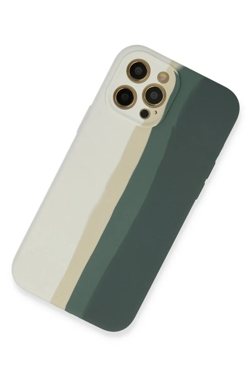Apple iPhone 12 Pro Kılıf Ebruli Lansman Silikon - Beyaz-Gri