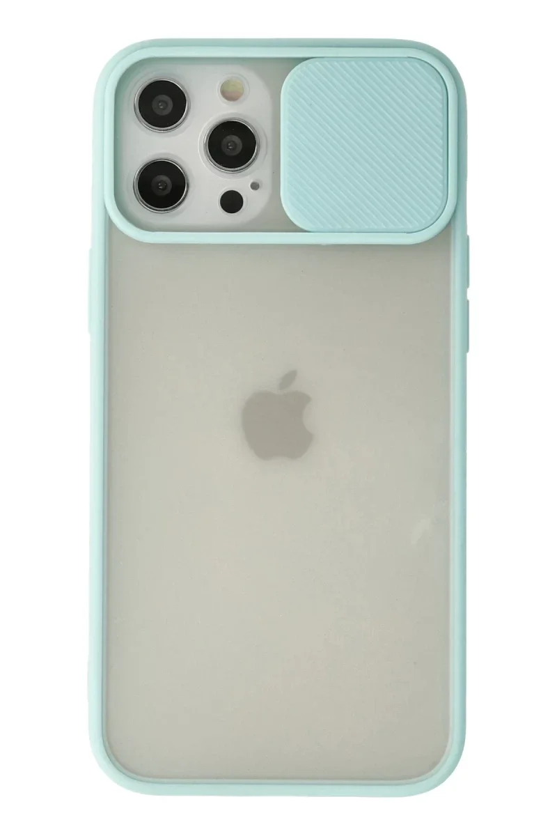 Apple iPhone 12 Pro Max Kılıf Palm Buzlu Kamera Sürgülü Silikon - Turkuaz Apple iPhone 12 Pro Max Kılıf Palm Buzlu Kamera Sürgülü Silikon - Turkuaz