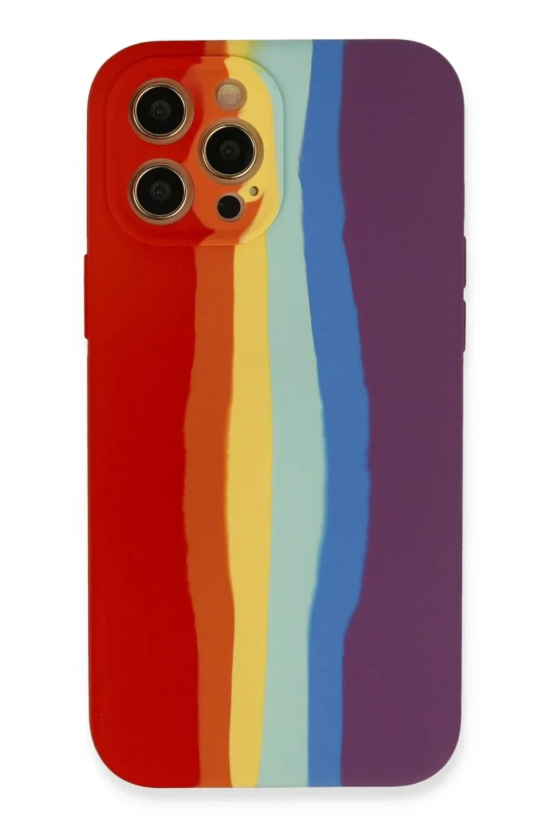 Apple iPhone 12 Pro Kılıf Ebruli Lansman Silikon - Kırmızı-Mor