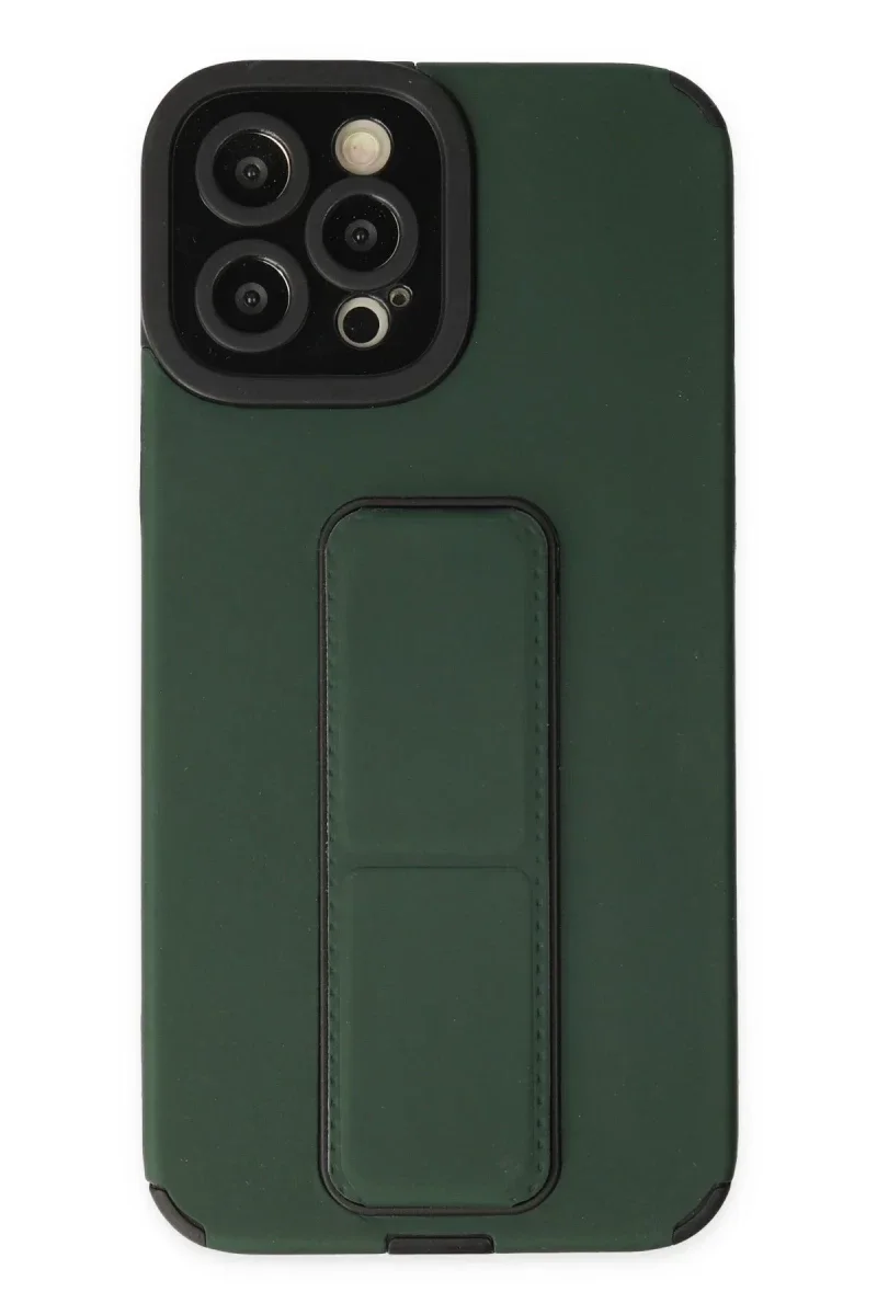 Apple iPhone 12 Pro Max Kılıf Mega Standlı Silikon - Yeşil Apple iPhone 12 Pro Max Kılıf Mega Standlı Silikon - Yeşil