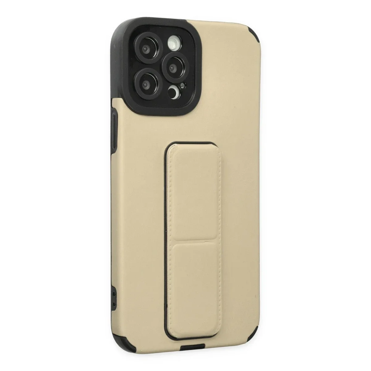 Apple iPhone 12 Pro Max Kılıf Mega Standlı Silikon - Gold Apple iPhone 12 Pro Max Kılıf Mega Standlı Silikon - Gold