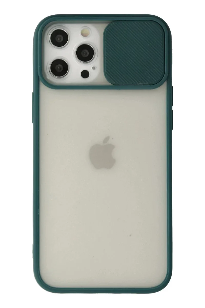 Apple iPhone 12 Pro Max Kılıf Palm Buzlu Kamera Sürgülü Silikon - Yeşil