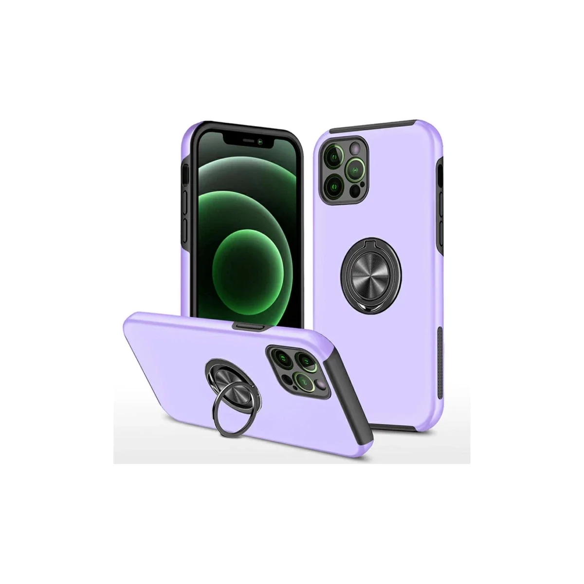 Apple iPhone 12 Pro Kılıf Elit Yüzüklü Kapak - Mor
