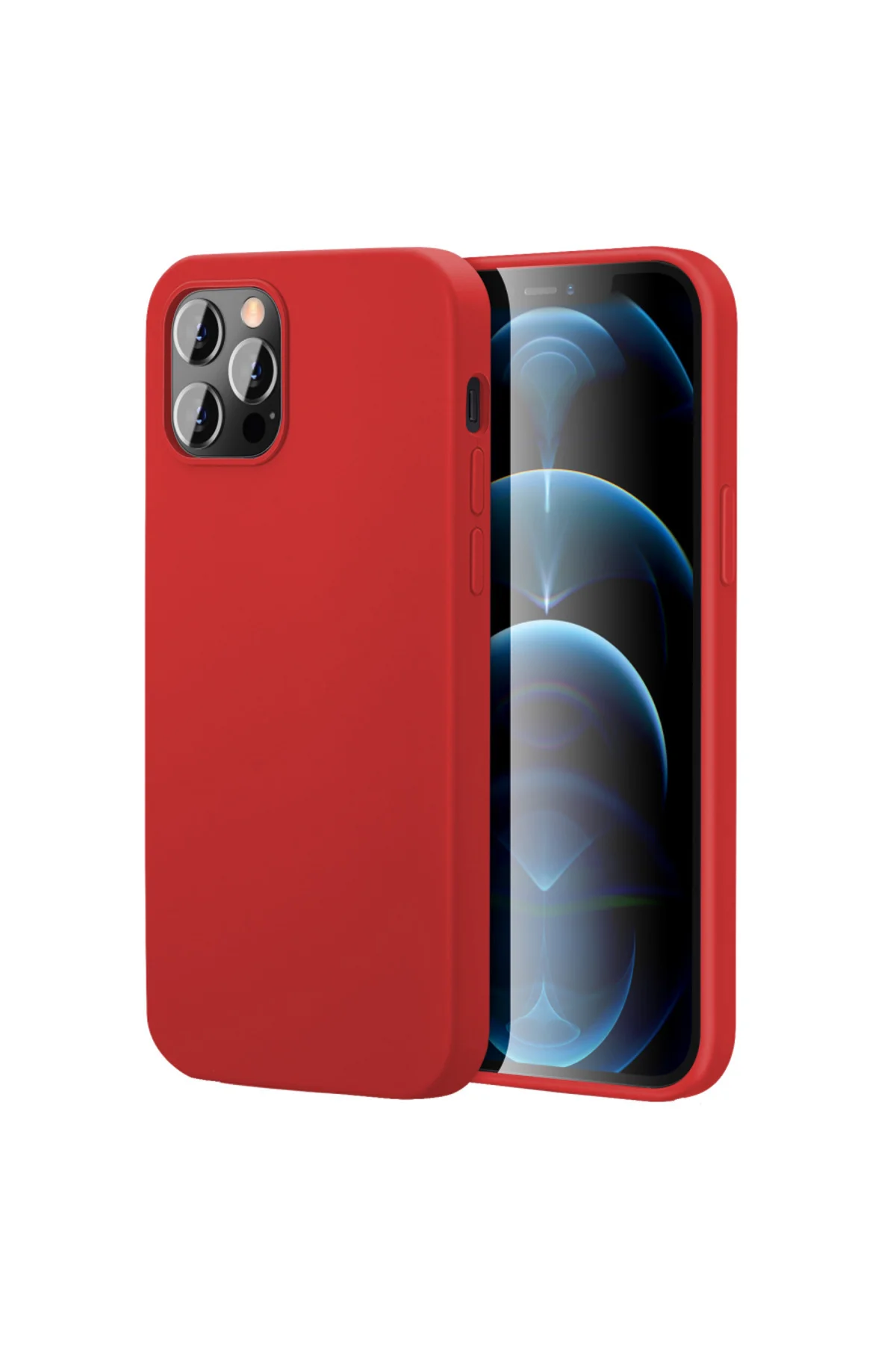 Apple iPhone 12 Pro 6.1'' İnce Mat Silikon Kılıf Kırmızı