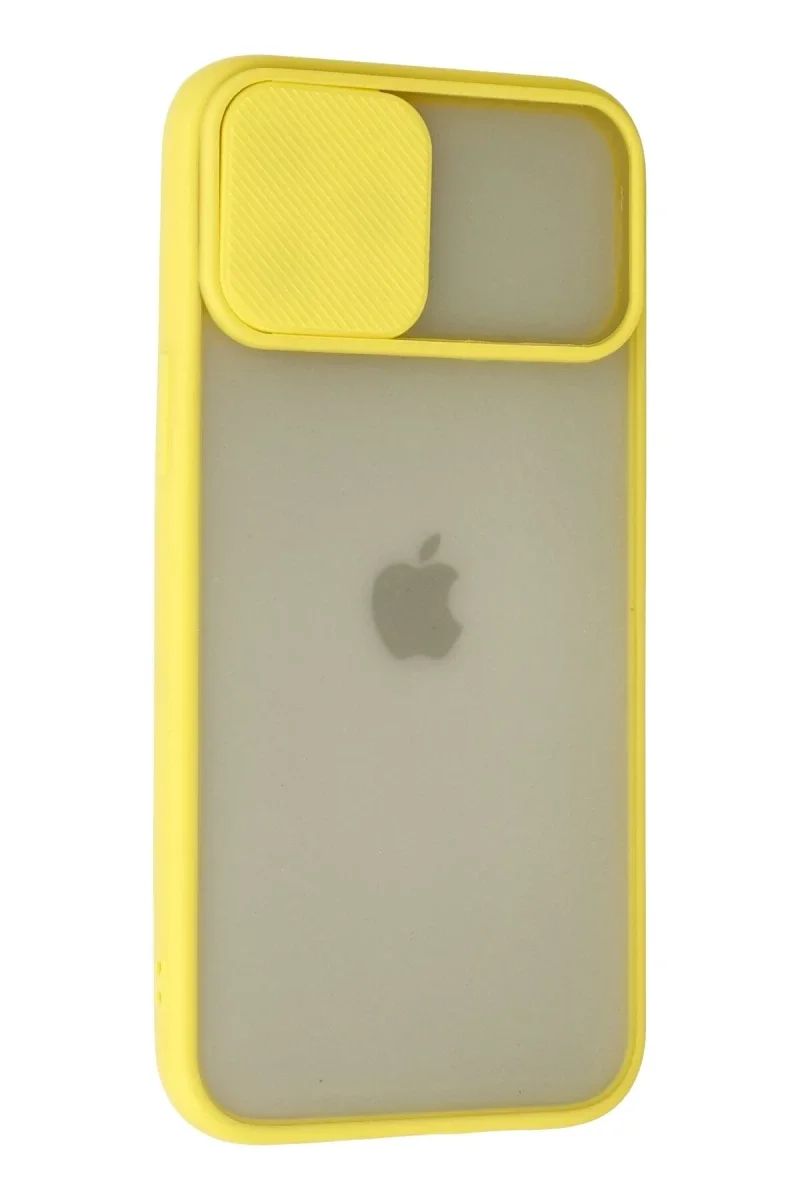 Apple iPhone 12 Pro Max Kılıf Palm Buzlu Kamera Sürgülü Silikon - Sarı Apple iPhone 12 Pro Max Kılıf Palm Buzlu Kamera Sürgülü Silikon - Sarı