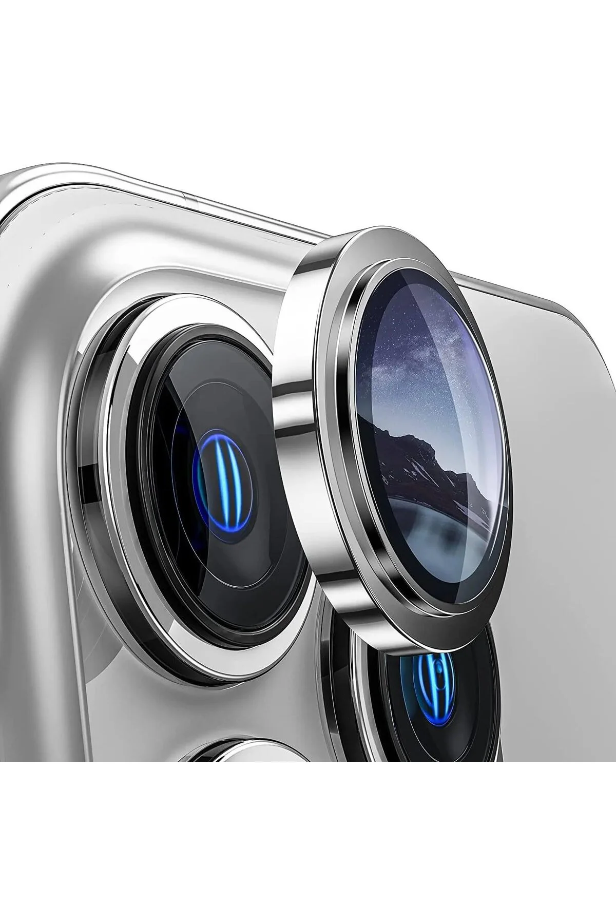 Apple iPhone 12 Pro Gerçek Cam Safir Lens Koruma Gümüş