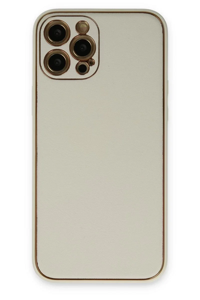 Apple iPhone 12 Pro Kılıf Coco Deri Silikon Kapak - Beyaz