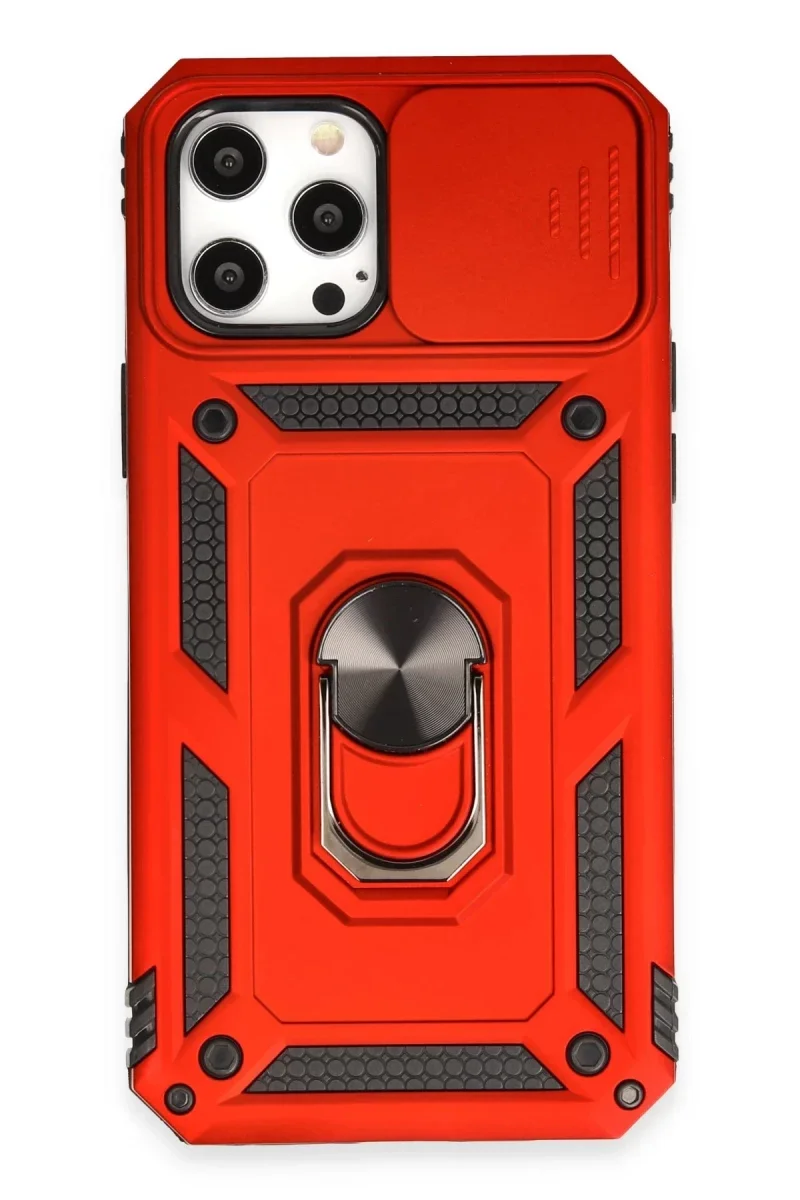 Apple iPhone 12 Pro Max Kılıf Pars Lens Yüzüklü Silikon - Kırmızı Apple iPhone 12 Pro Max Kılıf Pars Lens Yüzüklü Silikon - Kırmızı