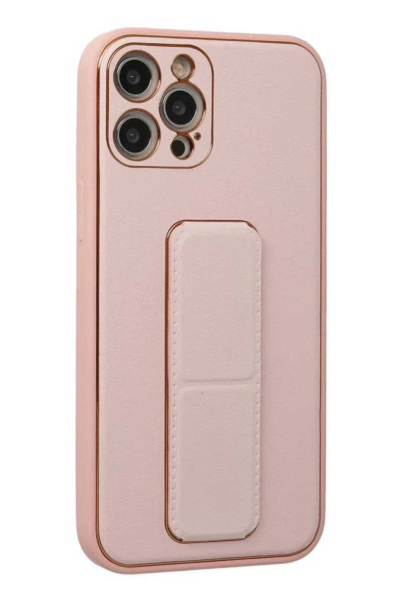 Apple iPhone 12 Pro Kılıf Coco Deri Standlı Kapak - Pembe Apple iPhone 12 Pro Kılıf Coco Deri Standlı Kapak - Pembe