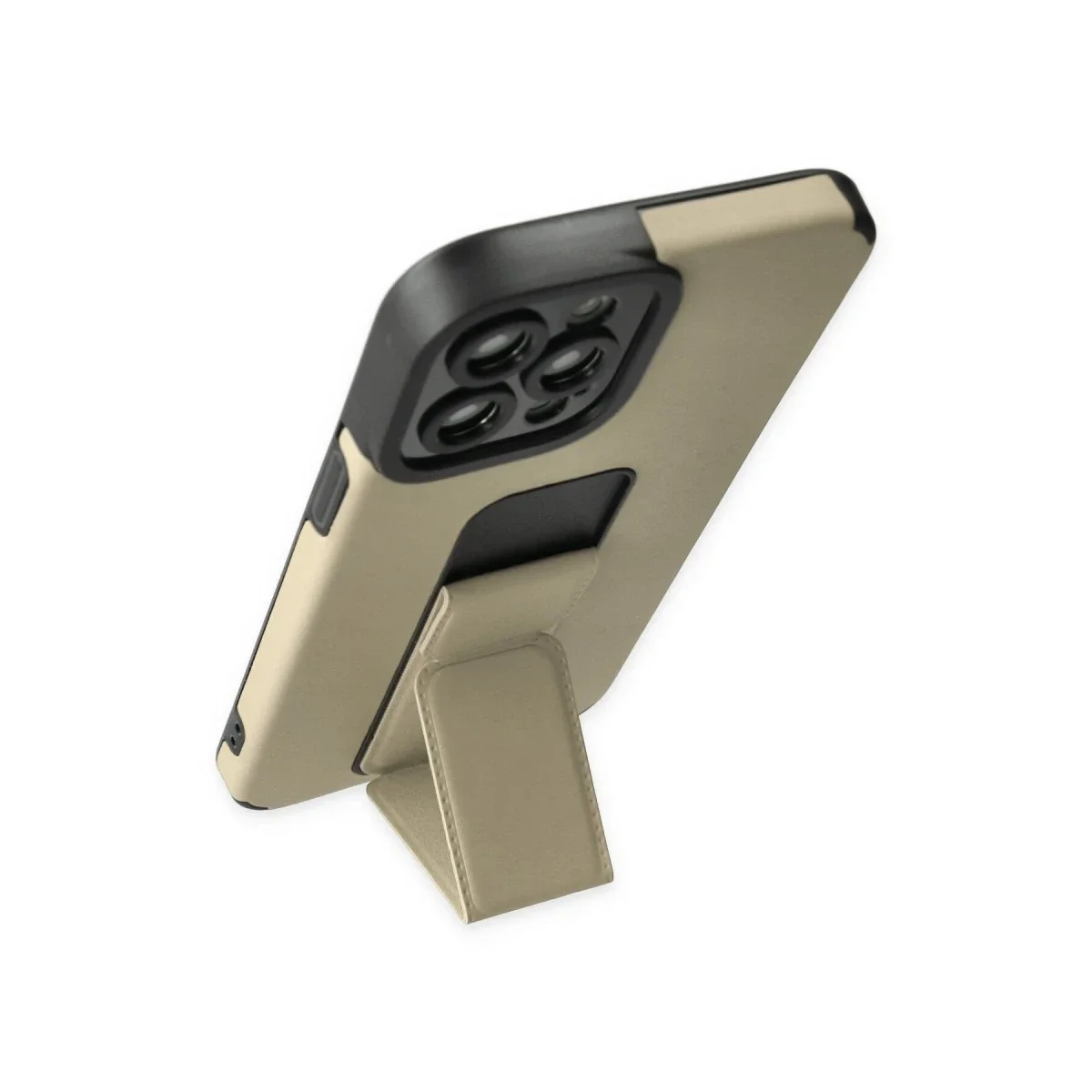Apple iPhone 12 Pro Max Kılıf Mega Standlı Silikon - Gold Apple iPhone 12 Pro Max Kılıf Mega Standlı Silikon - Gold