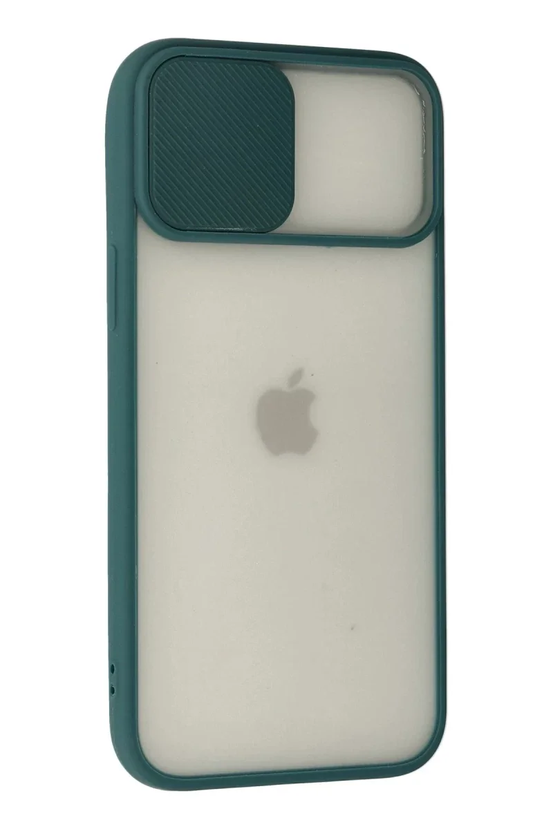 Apple iPhone 12 Pro Max Kılıf Palm Buzlu Kamera Sürgülü Silikon - Yeşil