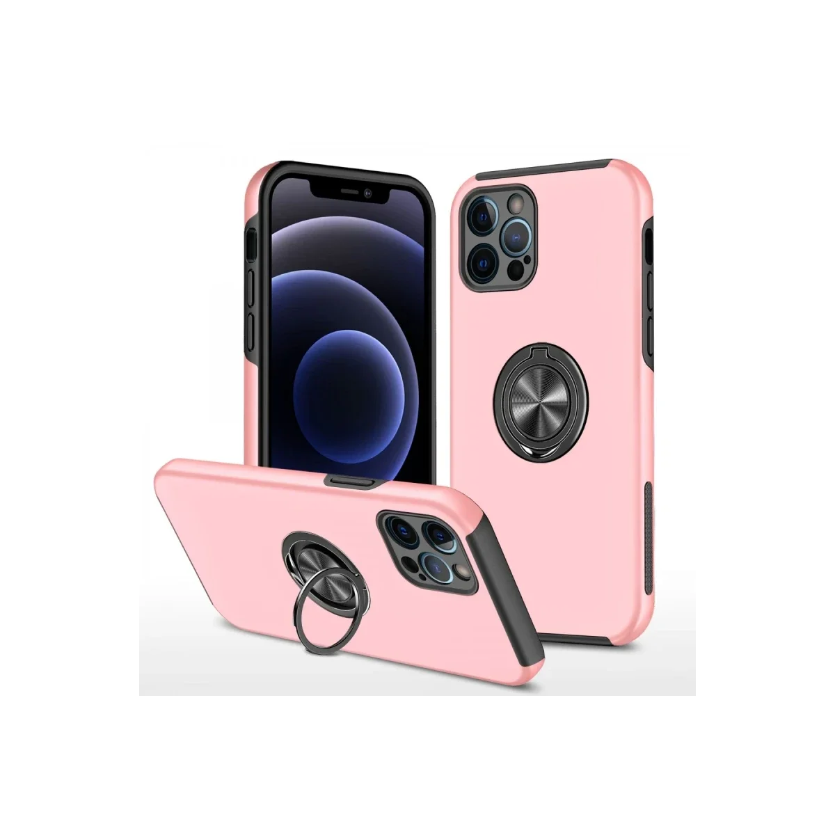 Apple iPhone 12 Pro Kılıf Elit Yüzüklü Kapak - Pembe Apple iPhone 12 Pro Kılıf Elit Yüzüklü Kapak - Pembe