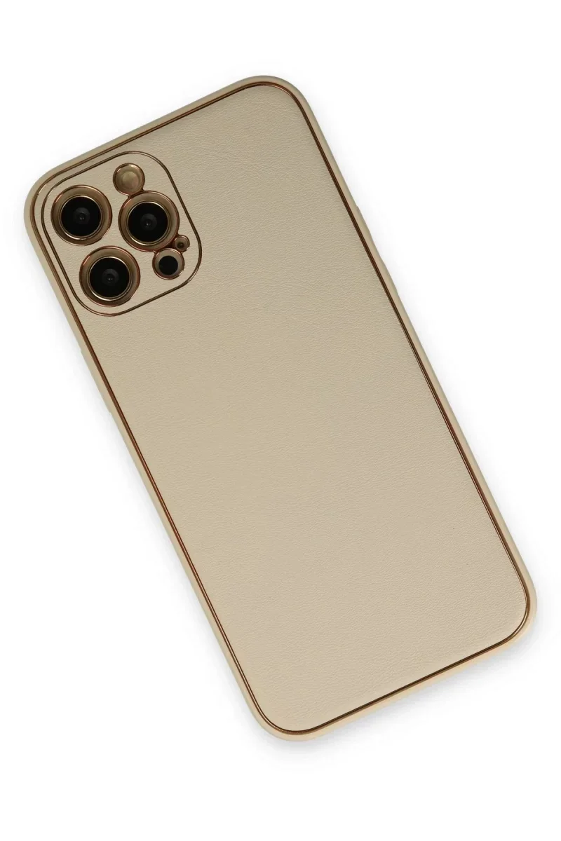 Apple iPhone 12 Pro Kılıf Coco Deri Silikon Kapak - Gold Apple iPhone 12 Pro Kılıf Coco Deri Silikon Kapak - Gold