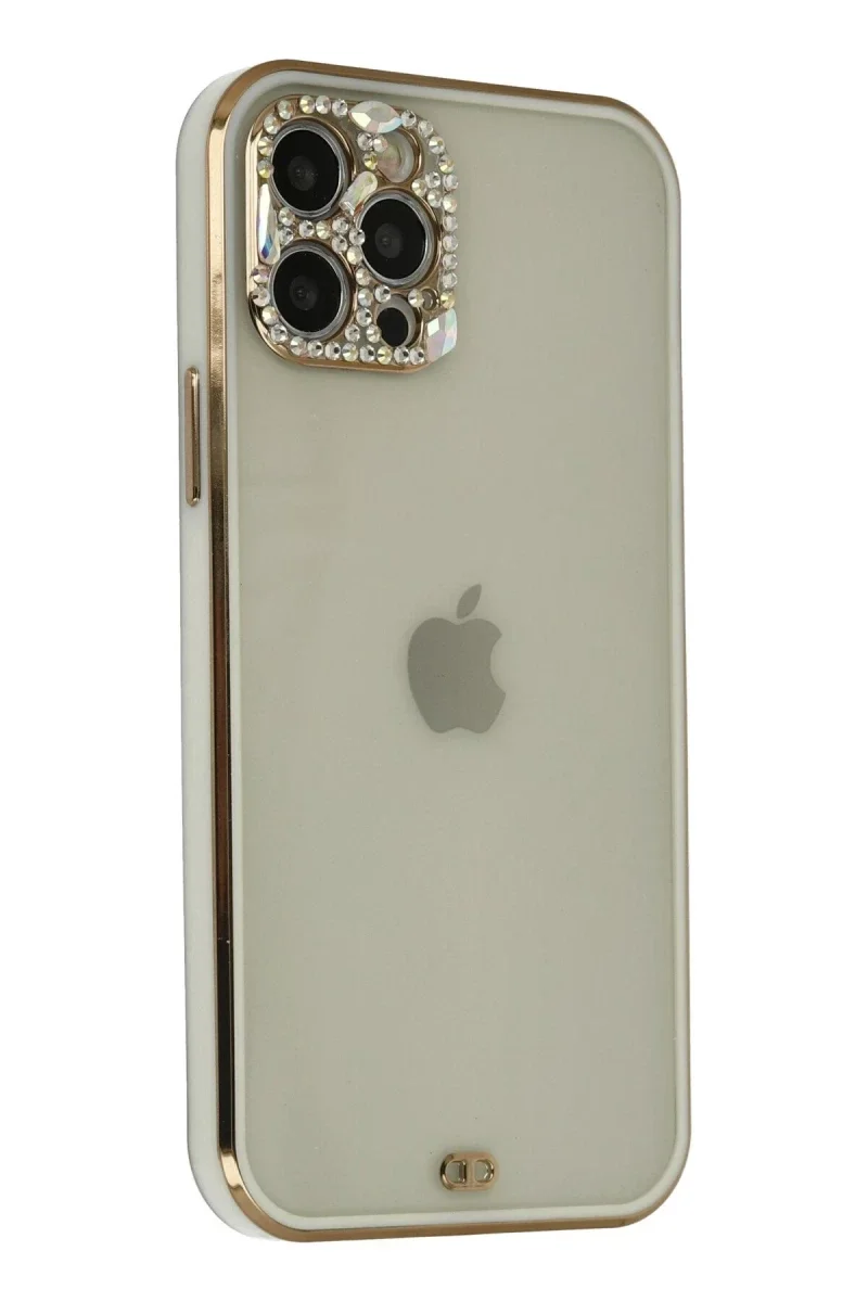 Apple iPhone 12 Pro Max Kılıf Liva Taşlı Silikon - Beyaz Apple iPhone 12 Pro Max Kılıf Liva Taşlı Silikon - Beyaz