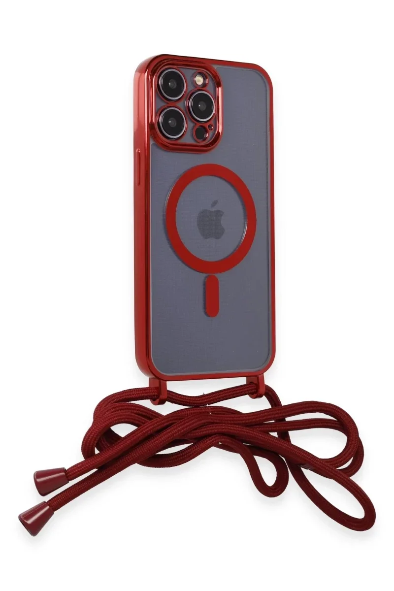 Apple iPhone 12 Pro Max Kılıf Divo Lazer Askılı Magsafe Kapak - Kırmızı Apple iPhone 12 Pro Max Kılıf Divo Lazer Askılı Magsafe Kapak - Kırmızı