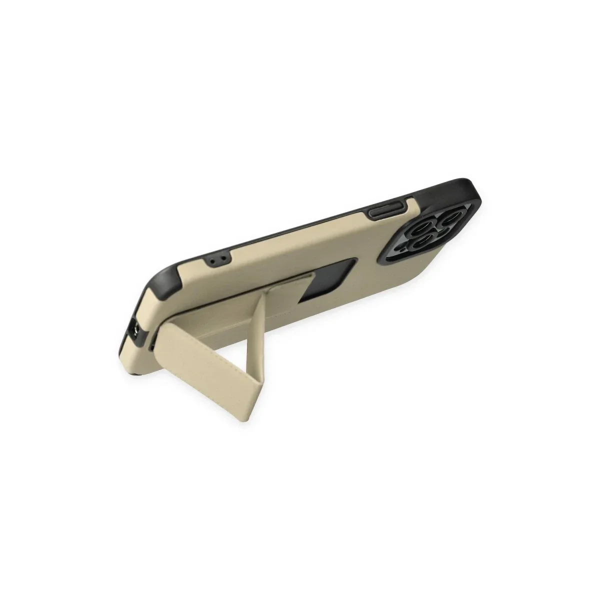 Apple iPhone 12 Pro Max Kılıf Mega Standlı Silikon - Gold Apple iPhone 12 Pro Max Kılıf Mega Standlı Silikon - Gold