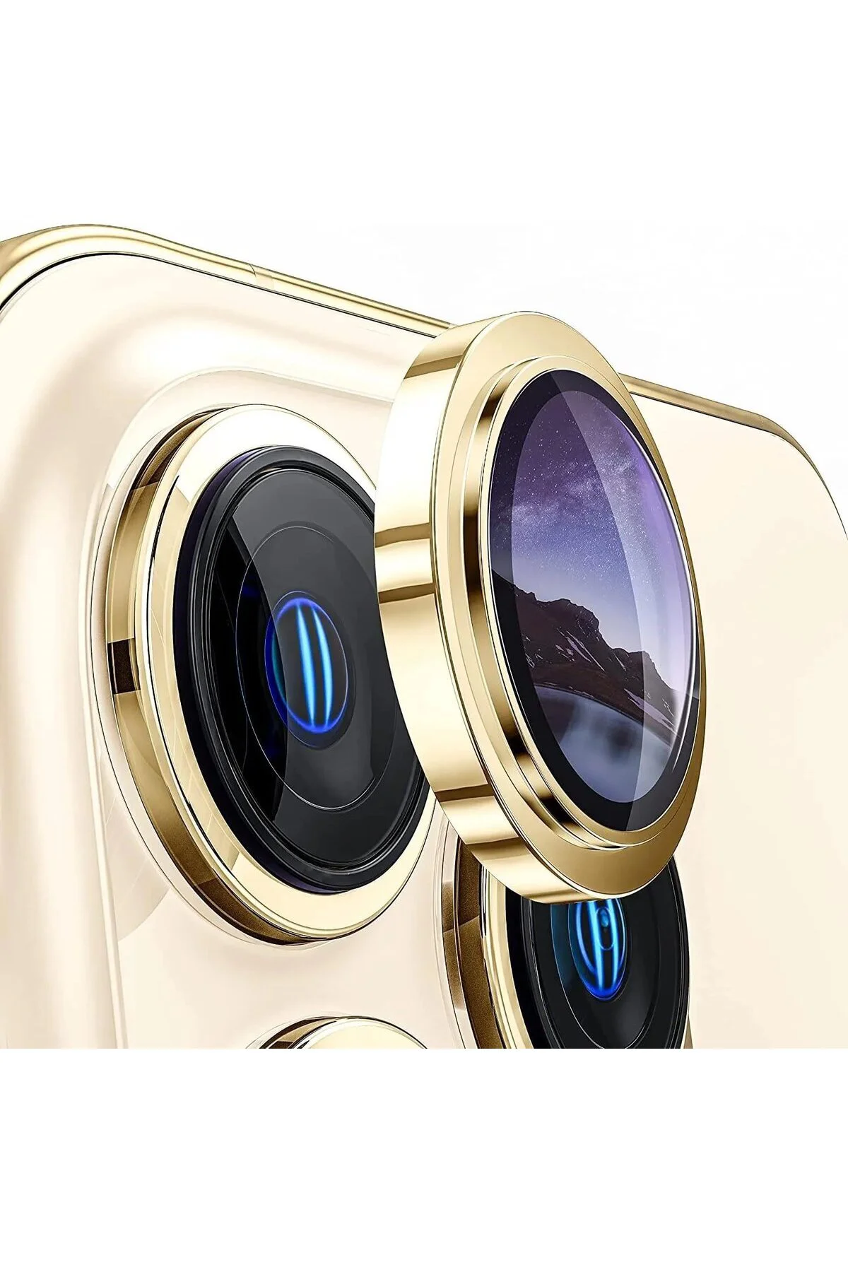 Apple iPhone 12 Pro Gerçek Cam Safir Lens Koruma Gold