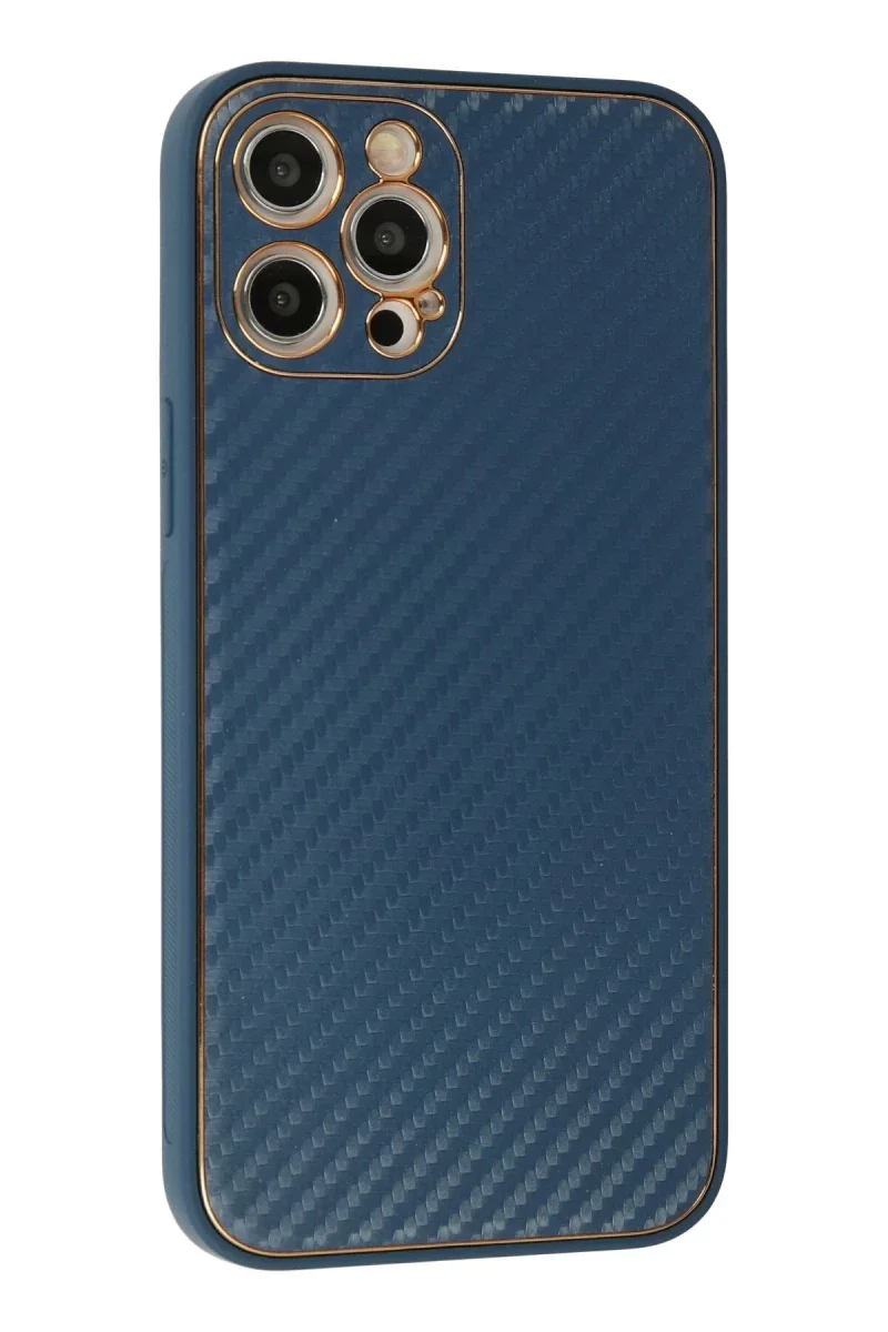 Apple iPhone 12 Pro Max Kılıf Coco Karbon Silikon - Mavi Apple iPhone 12 Pro Max Kılıf Coco Karbon Silikon - Mavi