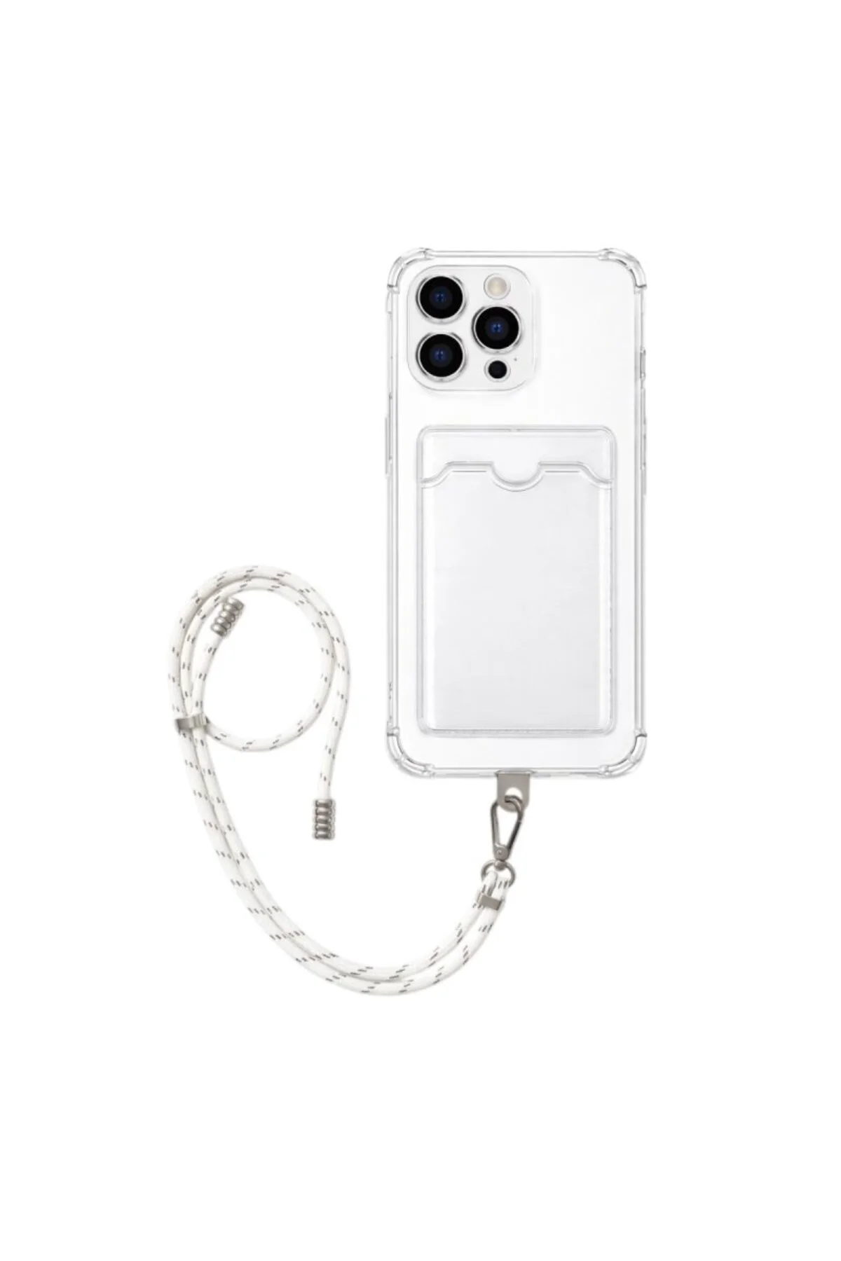 Apple iPhone 12 Pro Max Kartlıklı Askı+Aparatlı Antişok Kılıf Beyaz Apple iPhone 12 Pro Max Kartlıklı Askı+Aparatlı Antişok Kılıf Beyaz