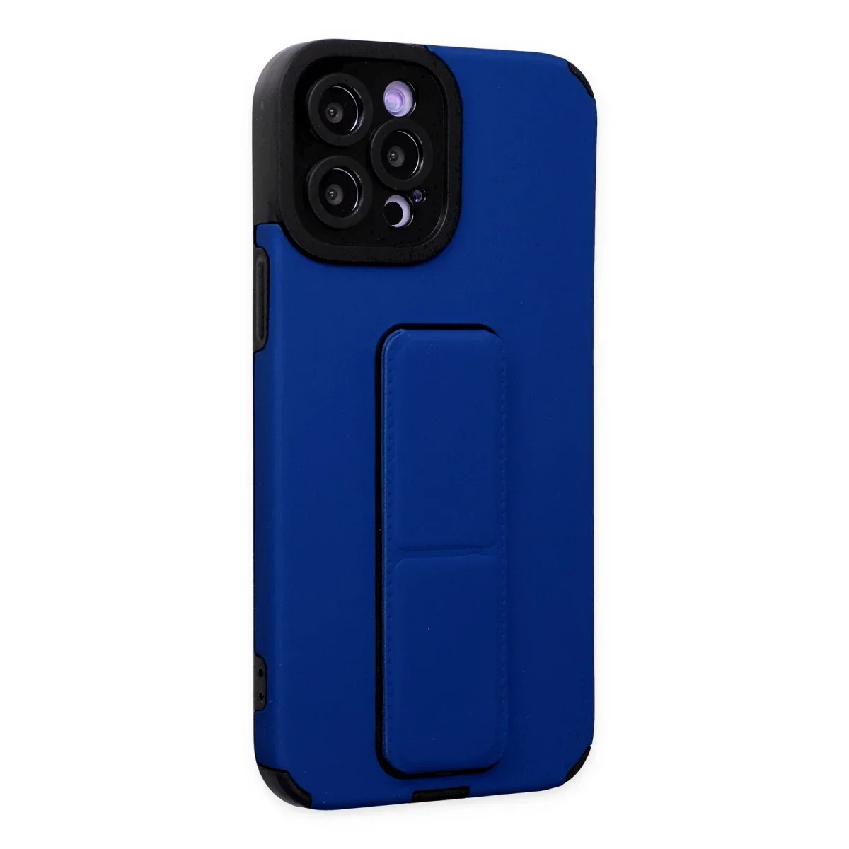 Apple iPhone 12 Pro Max Kılıf Mega Standlı Silikon - Mavi