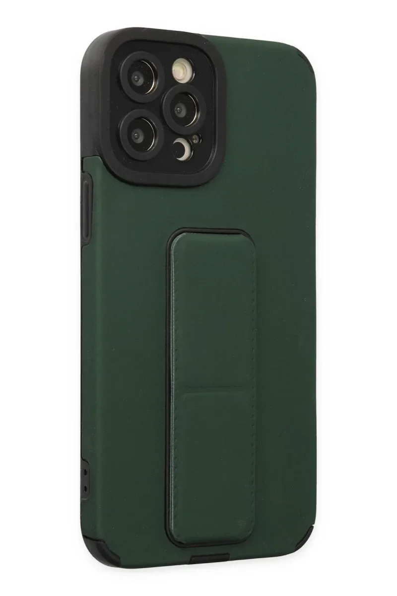 Apple iPhone 12 Pro Max Kılıf Mega Standlı Silikon - Yeşil Apple iPhone 12 Pro Max Kılıf Mega Standlı Silikon - Yeşil