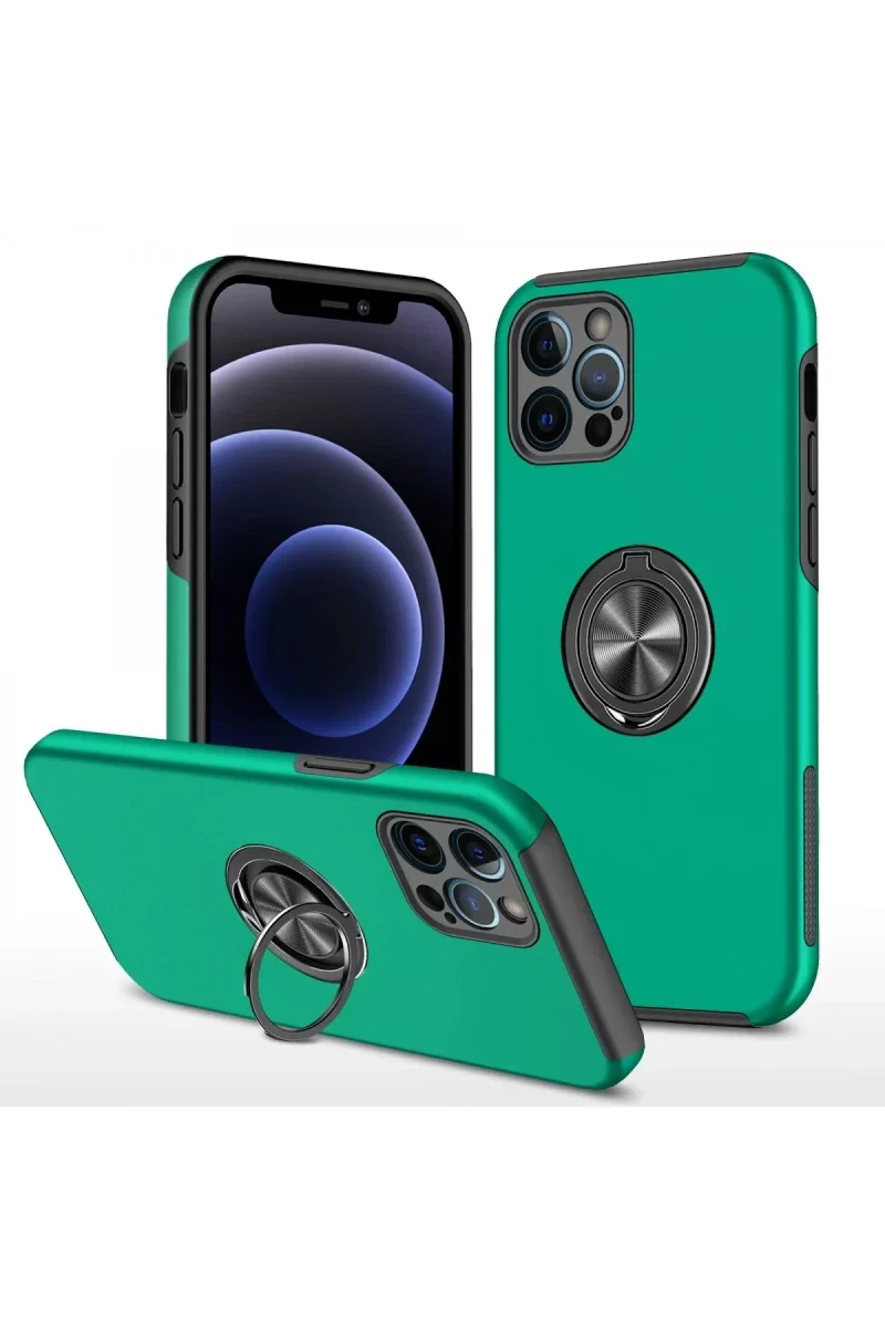 Apple iPhone 12 Pro Kılıf Elit Yüzüklü Kapak - Yeşil Apple iPhone 12 Pro Kılıf Elit Yüzüklü Kapak - Yeşil