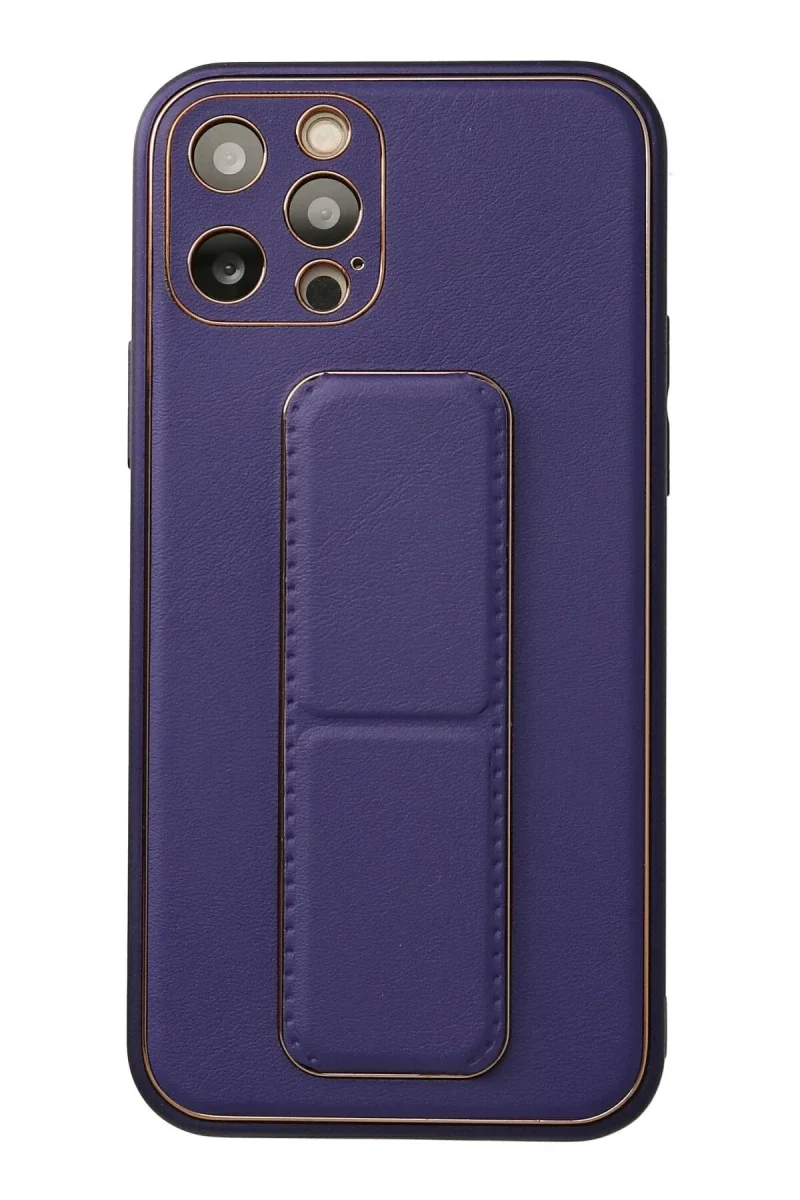 Apple iPhone 12 Pro Kılıf Coco Deri Standlı Kapak - Mor Apple iPhone 12 Pro Kılıf Coco Deri Standlı Kapak - Mor