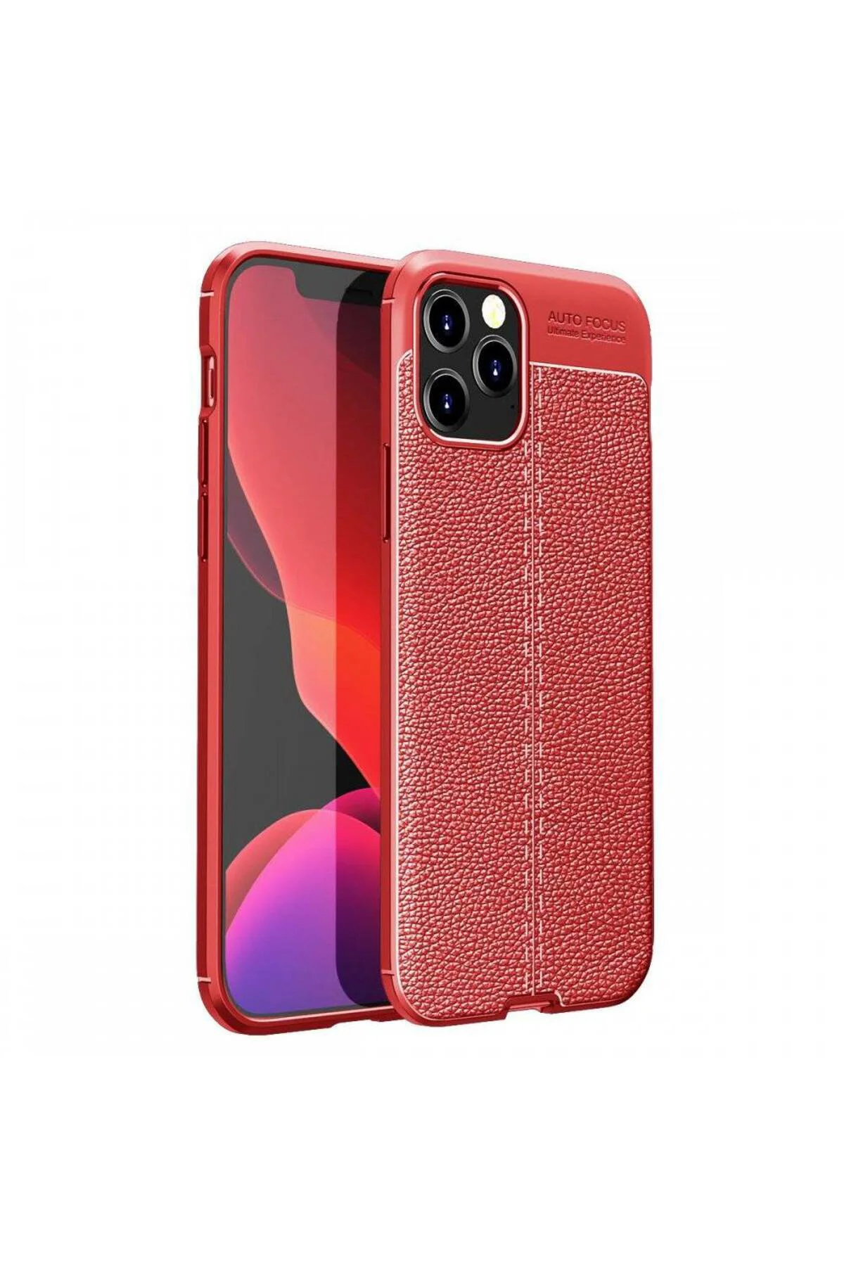 Apple iPhone 12 Pro 6.1'' Deri Görünümlü Silikon Kırmızı