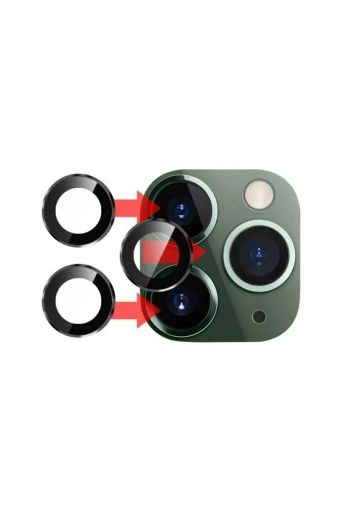 Apple iPhone 12 Pro 6.1'' Metal Çerçeveli Kamera Koruma Lensi Siyah