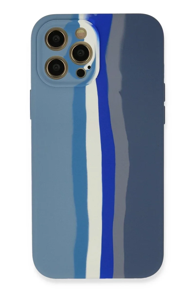 Apple iPhone 12 Pro Kılıf Ebruli Lansman Silikon - Mavi-Gri Apple iPhone 12 Pro Kılıf Ebruli Lansman Silikon - Mavi-Gri