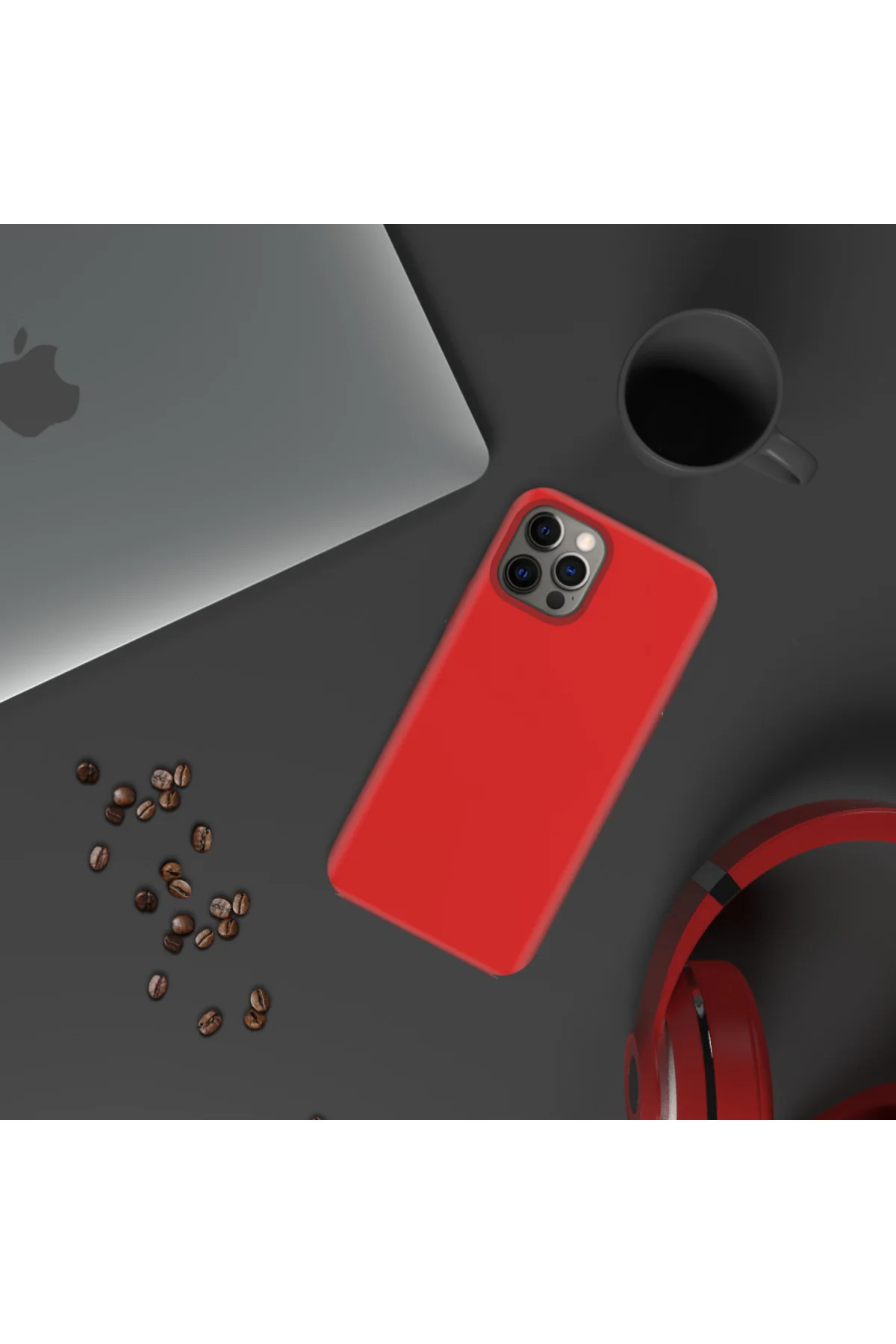Apple iPhone 12 Pro Max 6.7'' İnce Mat Silikon Kılıf Kırmızı