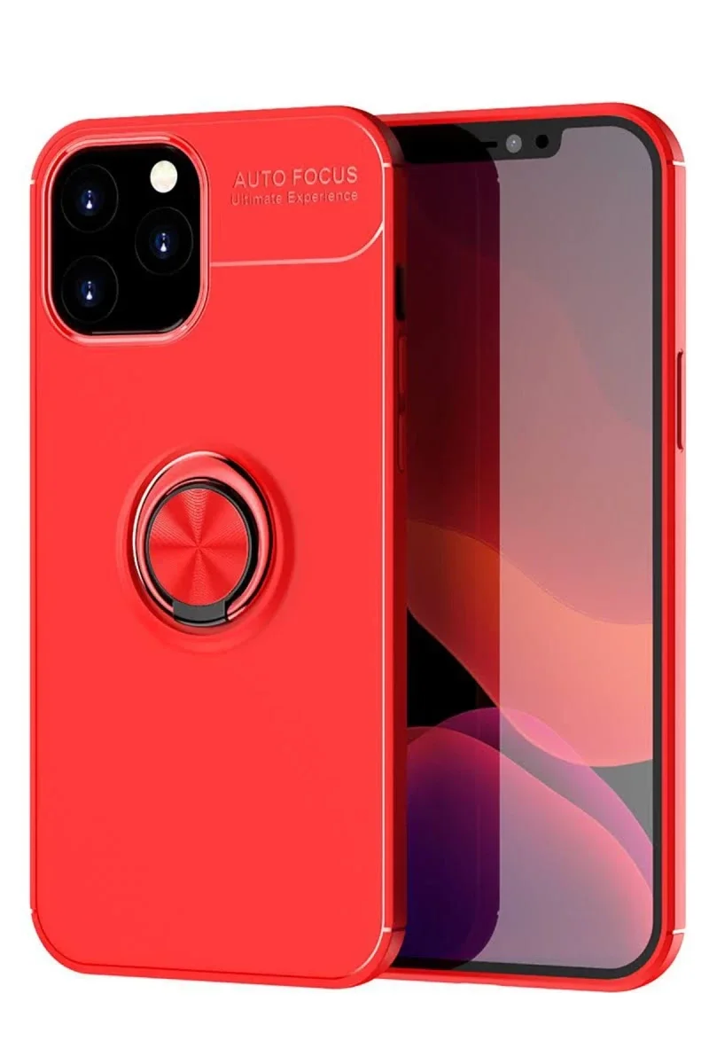 Apple iPhone 12 Pro Max Kılıf Range Yüzüklü Silikon - Kırmızı Apple iPhone 12 Pro Max Kılıf Range Yüzüklü Silikon - Kırmızı