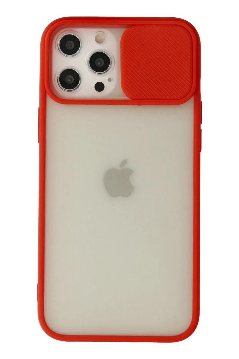 Apple iPhone 12 Pro Max Kılıf Palm Buzlu Kamera Sürgülü Silikon - Kırmızı Apple iPhone 12 Pro Max Kılıf Palm Buzlu Kamera Sürgülü Silikon - Kırmızı