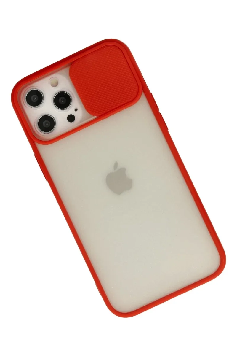 Apple iPhone 12 Pro Max Kılıf Palm Buzlu Kamera Sürgülü Silikon - Kırmızı Apple iPhone 12 Pro Max Kılıf Palm Buzlu Kamera Sürgülü Silikon - Kırmızı