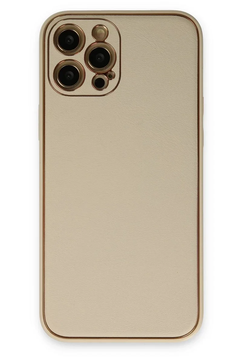 Apple iPhone 12 Pro Kılıf Coco Deri Silikon Kapak - Gold Apple iPhone 12 Pro Kılıf Coco Deri Silikon Kapak - Gold