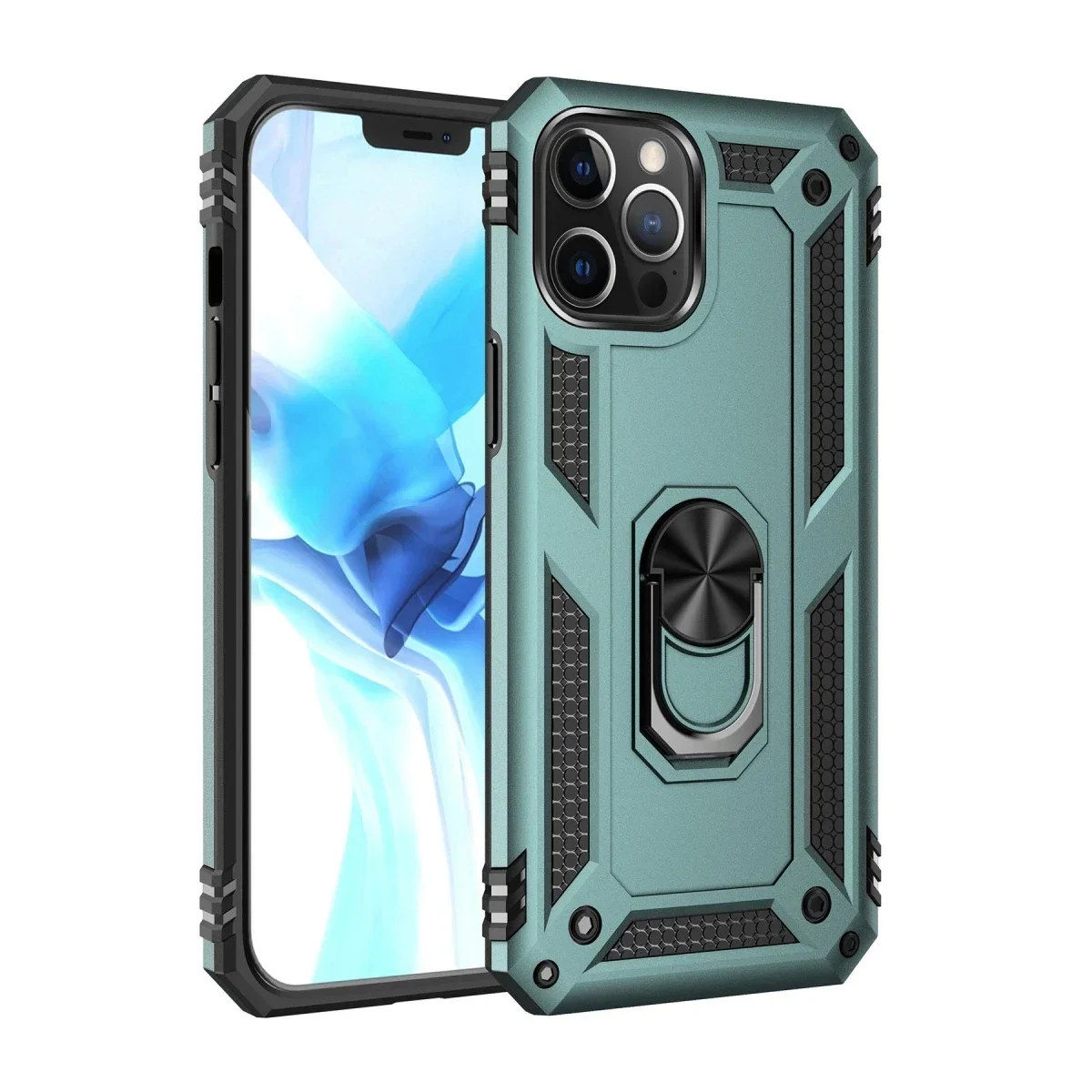 Apple iPhone 12 Pro Max Kılıf Sofya Yüzüklü Silikon Kapak - Yeşil Apple iPhone 12 Pro Max Kılıf Sofya Yüzüklü Silikon Kapak - Yeşil