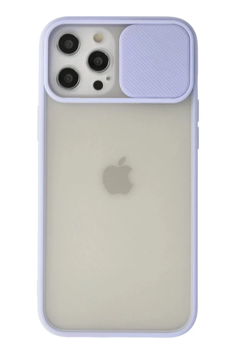 Apple iPhone 12 Pro Max Kılıf Palm Buzlu Kamera Sürgülü Silikon - Lila