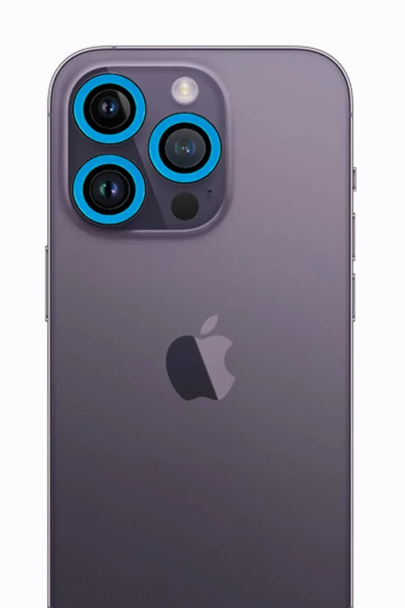 Apple iPhone 12 Pro Neon Fosforlu Kamera Lens - Mavi Apple iPhone 12 Pro Neon Fosforlu Kamera Lens - Mavi