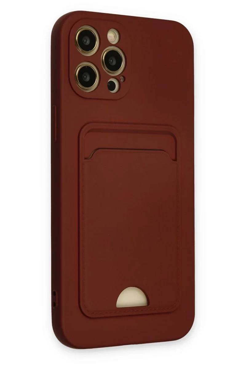Apple iPhone 12 Pro Max Kılıf Kelvin Kartvizitli Silikon - Bordo
