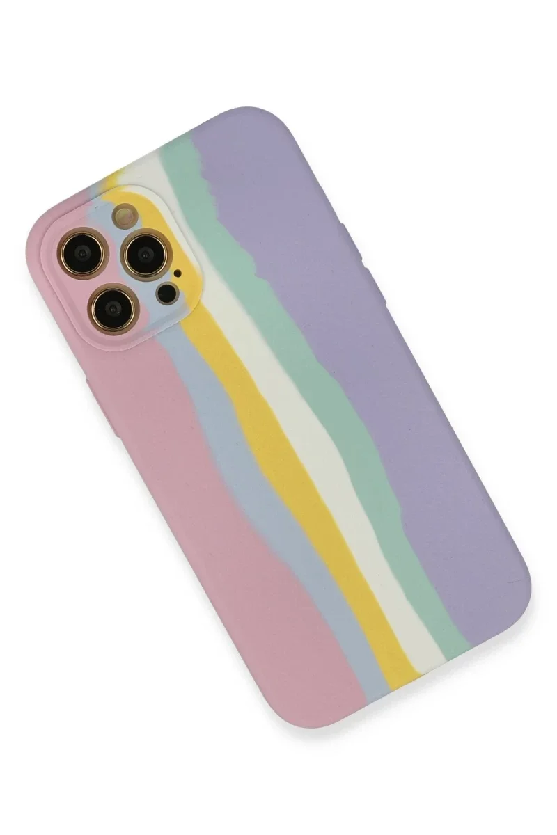 Apple iPhone 12 Pro Max Kılıf Ebruli Lansman Silikon - Pembe-Lila