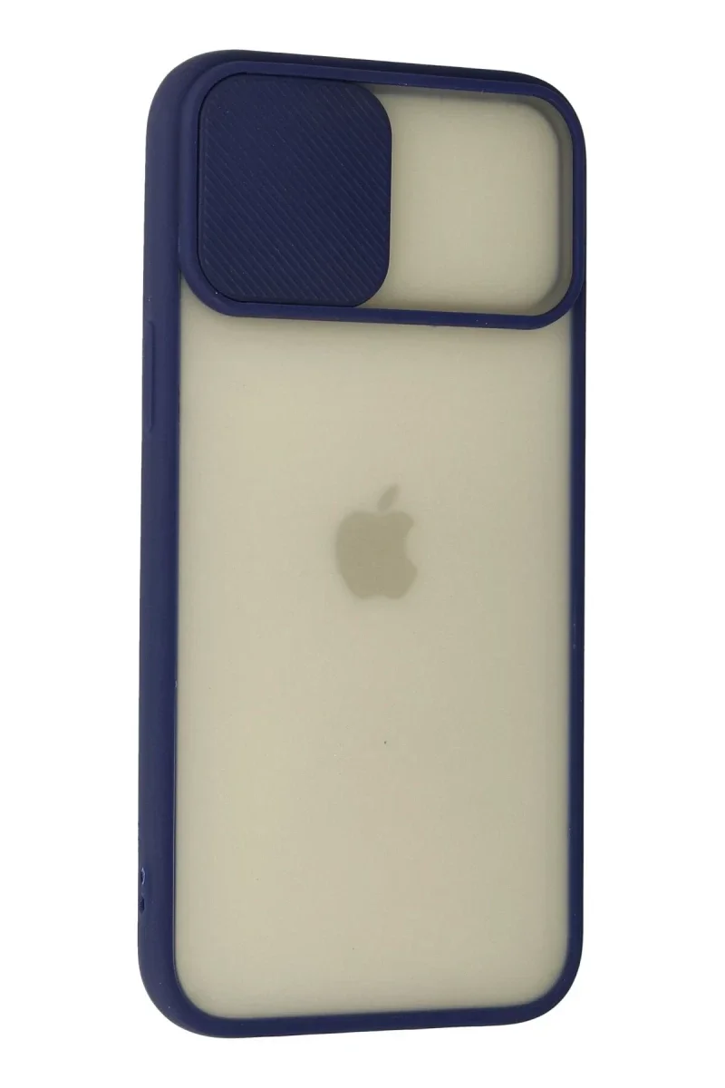 Apple iPhone 12 Pro Max Kılıf Palm Buzlu Kamera Sürgülü Silikon - Lacivert Apple iPhone 12 Pro Max Kılıf Palm Buzlu Kamera Sürgülü Silikon - Lacivert